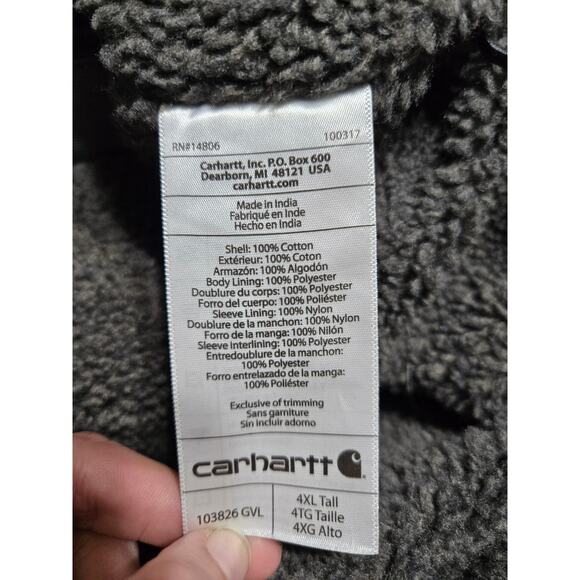 Carhartt 4xl men's sherpa lined utility jacket. Related fit washed duck - Picture 7 of 8